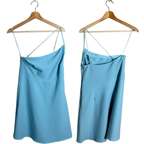 Abercrombie & Fitch One Shoulder Mini Dress Skort Women's Medium Tall Blue NWOT - Picture 3 of 16